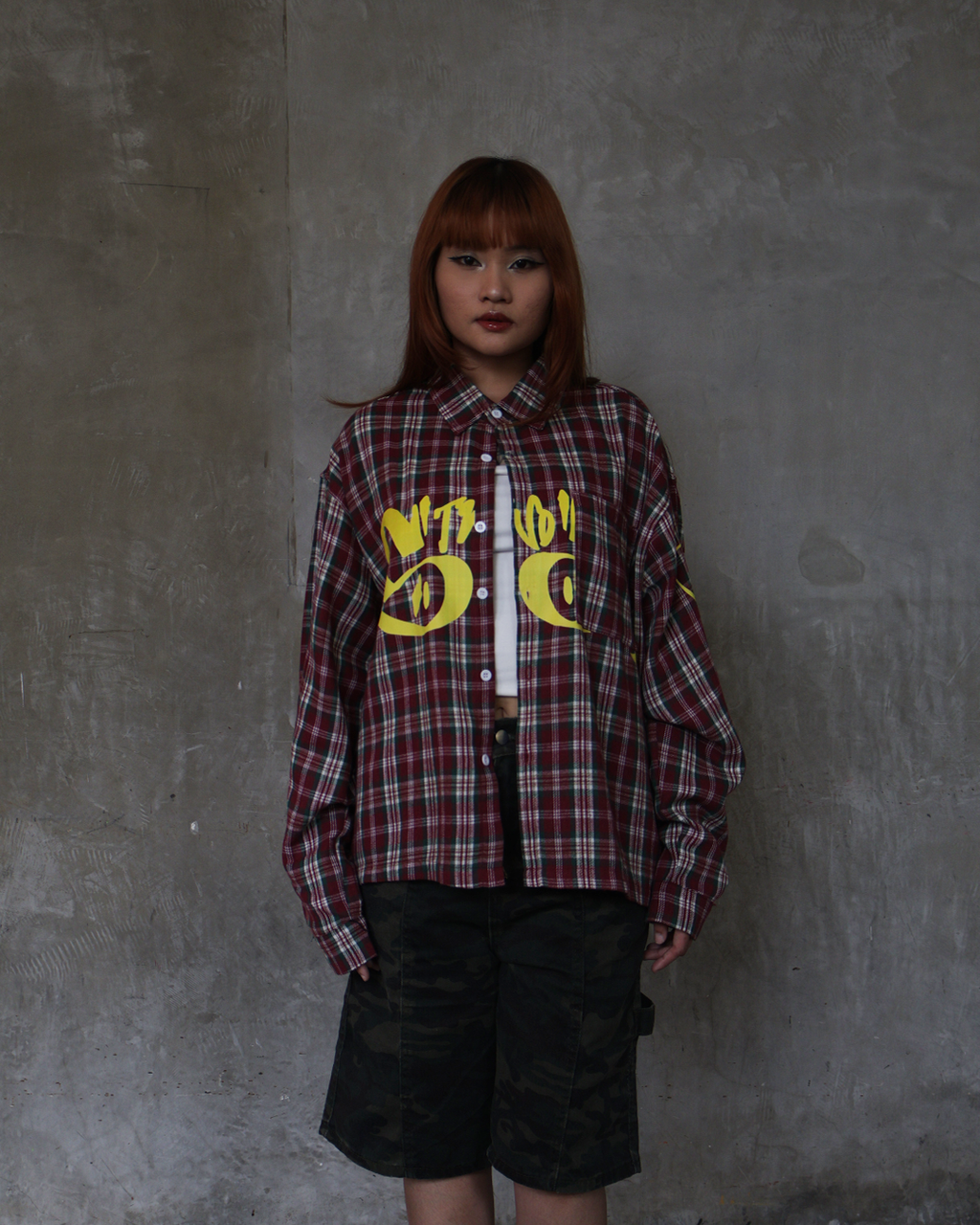 1 OF 1 S BRICK LS PLAID BOXY POLO