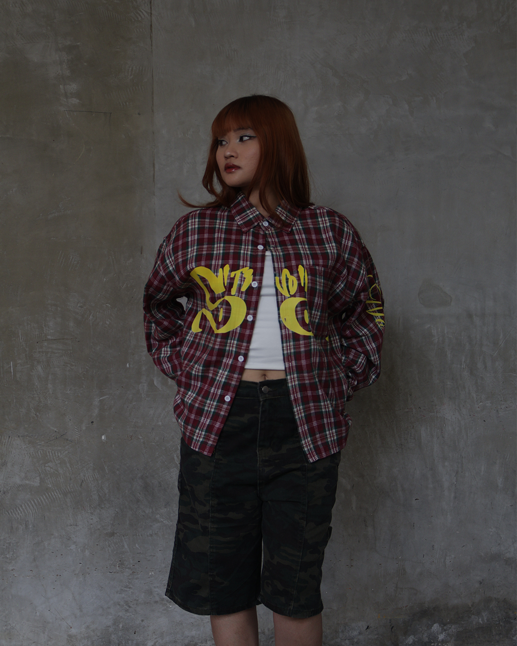 1 OF 1 S BRICK LS PLAID BOXY POLO