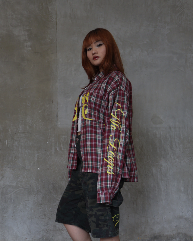 1 OF 1 S BRICK LS PLAID BOXY POLO