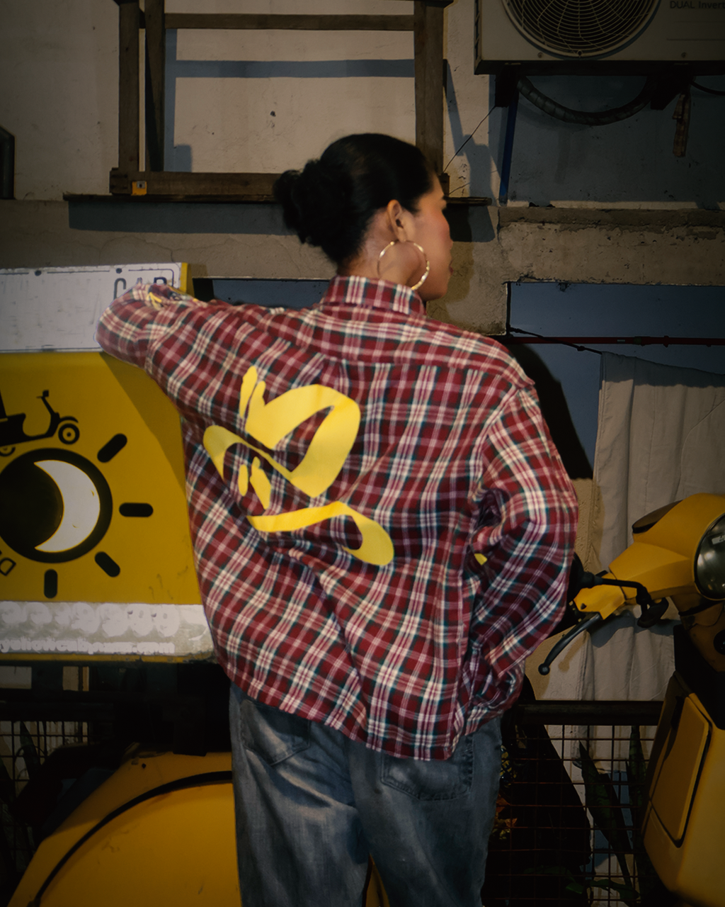 1 OF 1 S BRICK LS PLAID BOXY POLO