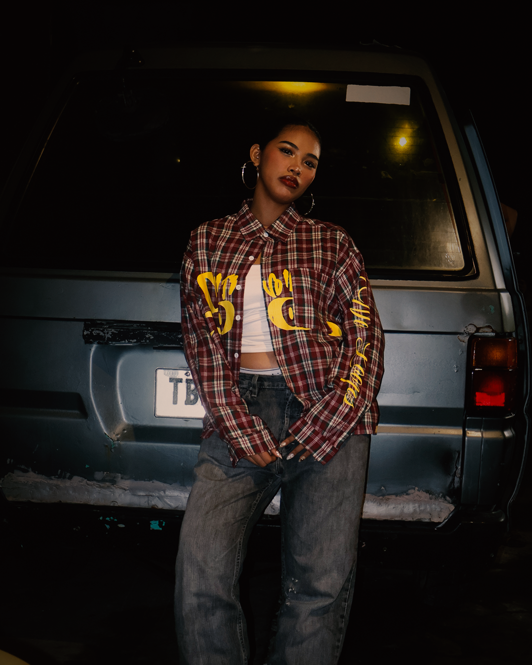 1 OF 1 S BRICK LS PLAID BOXY POLO